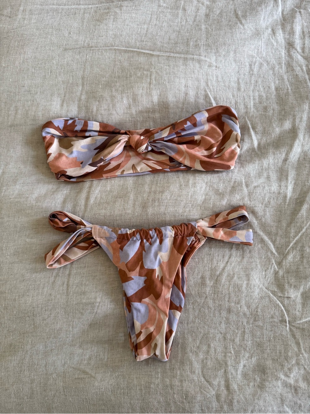 Stone Fox Swim Rust & Lavender Abstract Bandeau Bikini Top